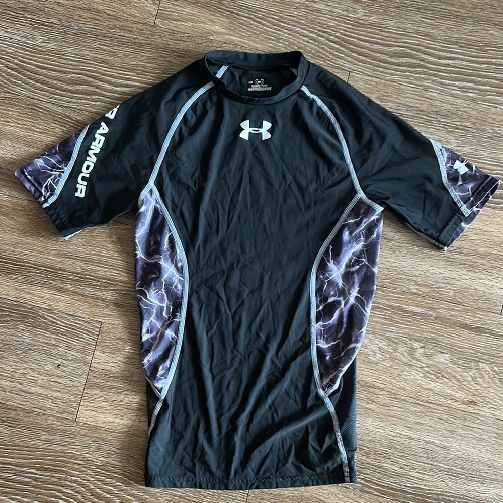 Under Armour Black “Bolt” Heat Gear Athletic Shirt